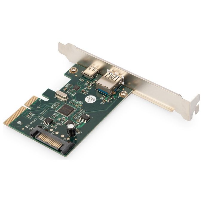 Digitus DS-30225 Scheda PCI Express 2 porte USB 3.1 Gen 2 fino a 10 Gbps con USB Type-C e USB-A colore Nero