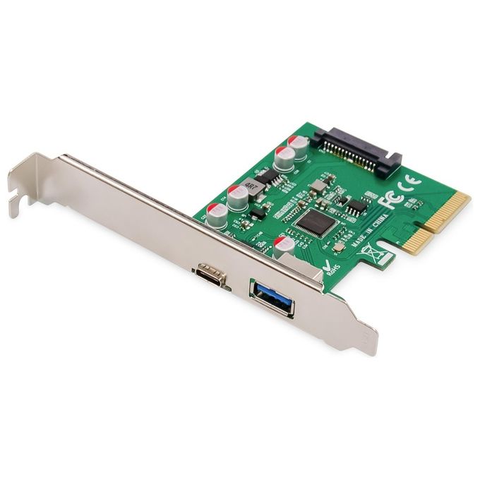 Digitus DS-30225 Scheda PCI Express 2 porte USB 3.1 Gen 2 fino a 10 Gbps con USB Type-C e USB-A colore Nero