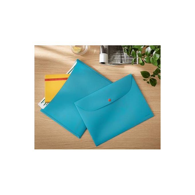 Leitz Confezione 3 Cosy Busta con Bottone 2 Tasche Blu