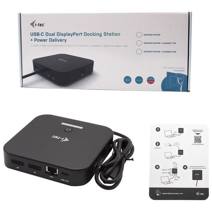 I-tec C31DUALDPDOCKPD Docking Station USB-C Dual Display 2x DisplayPort LAN Gigabit 6 porte USB Power Delivery 100 W colore Nero