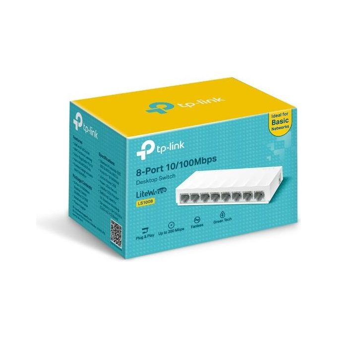 TP-Link Switch Fast Ethernet a 8 porte 10-100 Mbps splitter Ethernet desktop hub Ethernet plug and play senza ventola non gestito (LS1008)