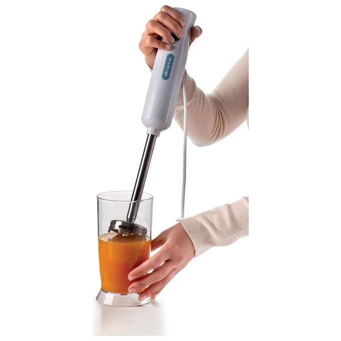 Ariete 601 Hand Blender Breakfast Frullatore ad Immersione 700W 2 Velocita' Lama in Acciaio Inox Gamba Removibile Bicchiere Trasparente Bianco