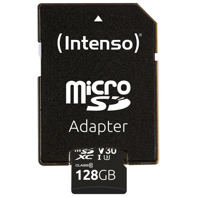 Intenso 3433491 Professional Scheda di Memoria microSDXC 128 GB UHS-I U3 V30 100 MB-s con Adattatore SD colore Nero