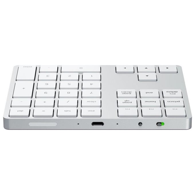 Satechi ST-XLABKS Tastierino Numerico Wireless Bluetooth 33 Tasti in Alluminio con Scorciatoie macOS e Ricarica USB-C colore Argento