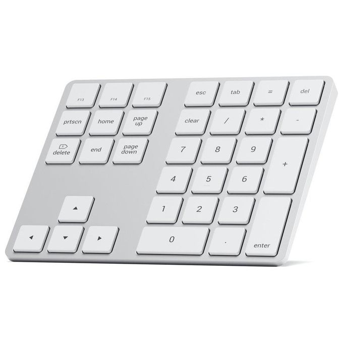 Satechi ST-XLABKS Tastierino Numerico Wireless Bluetooth 33 Tasti in Alluminio con Scorciatoie macOS e Ricarica USB-C colore Argento