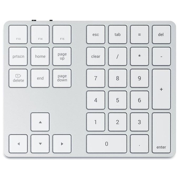 Satechi ST-XLABKS Tastierino Numerico Wireless Bluetooth 33 Tasti in Alluminio con Scorciatoie macOS e Ricarica USB-C colore Argento