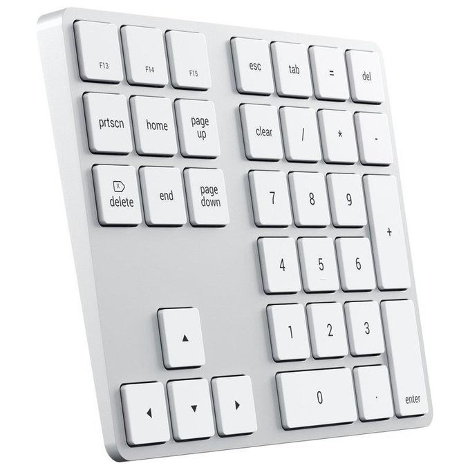 Satechi ST-XLABKS Tastierino Numerico Wireless Bluetooth 33 Tasti in Alluminio con Scorciatoie macOS e Ricarica USB-C colore Argento