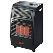 VINCO 71402 Stufa a Gas e Elettrica Ventilata 2 in 1 4200W 3 Potenze Gas 2 Potenze Elettriche Termostato Spegnimento Fiamma Antiribaltamento con Ruote colore Nero