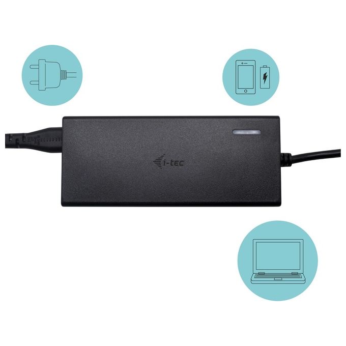 I-Tec CHARGER-C77W Alimentatore Usb-C Smart Charger 65W con Porta Usb-A 12W