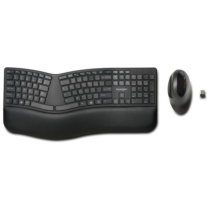 Kensington K75406IT Pro Fit Ergo Kit Tastiera e Mouse Wireless Ergonomico Layout Italiano 2.4 GHz Bluetooth colore Nero