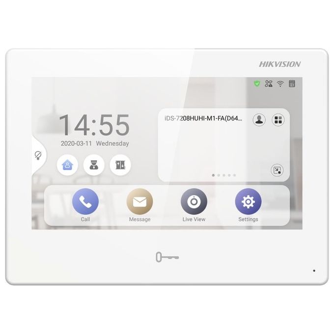 Hikvision DS-KH9310-WTE1 Monitor Supervisore IP 7'' Touch Wi-Fi PoE Android colore Bianco