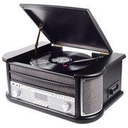 Denver MRD-51 BLACK Giradischi 3 Velocita' 33 1-3 45 78 RPM Lettore CD Radio DAB FM USB Registratore MP3 Lettore Cassette Colore Nero