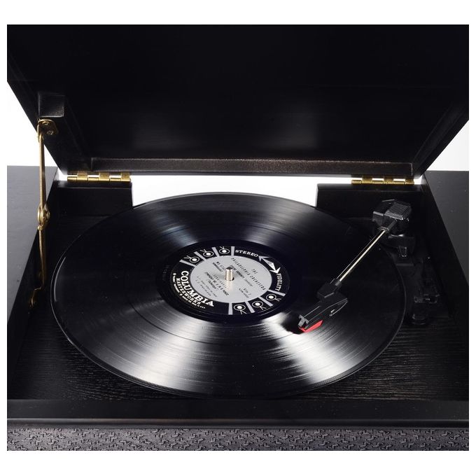 Denver MRD-51 BLACK Giradischi 3 Velocita' 33 1-3 45 78 RPM Lettore CD Radio DAB FM USB Registratore MP3 Lettore Cassette Colore Nero