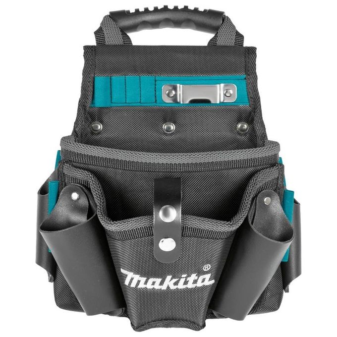 Makita E-15182 Borsa Portautensili per Trapano Ambidestro in Pelle e Poliestere con Supporto per Metro e Clip per Cintura colore Nero