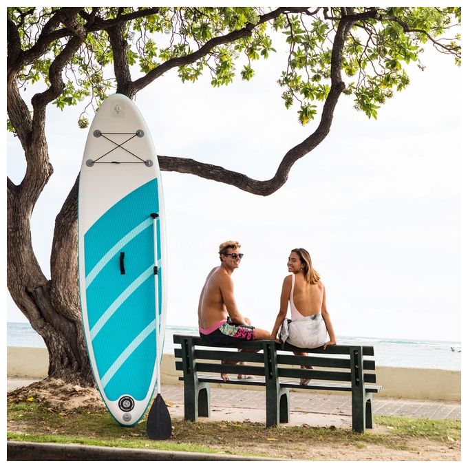 Intex 68242NP Aqua Quest 320 Tavola Stand Up Paddle SUP Gonfiabile 320x81x15 cm 150 Kg Drop Stitch con Pompa e Remo Alluminio 216 cm colore Blu