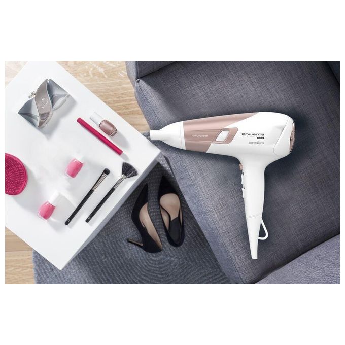 Rowenta CV5830 Studio Dry Glow Asciugacapelli con Booster Ionico Thermo Control 2100 W Bianco-Oro Rosa