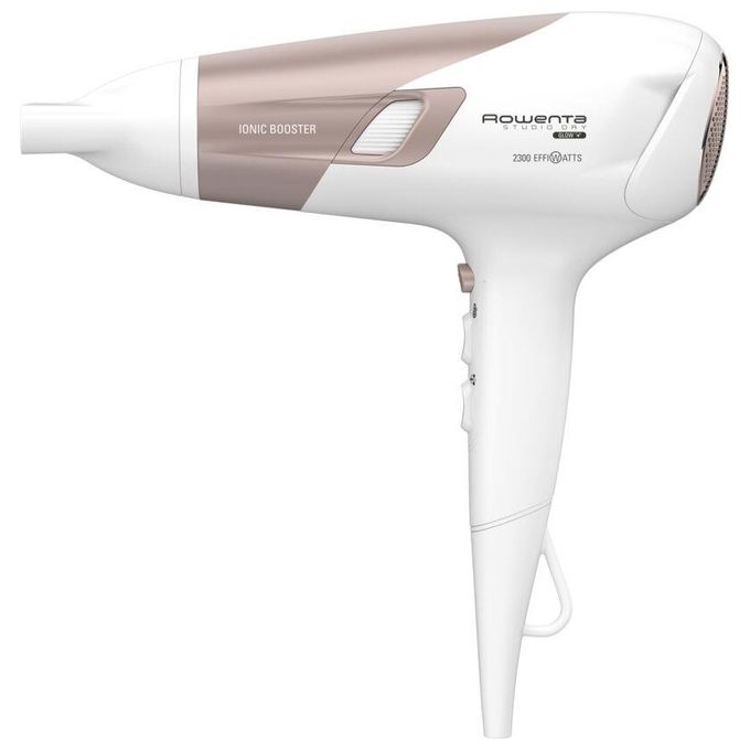 Rowenta CV5830 Studio Dry Glow Asciugacapelli con Booster Ionico Thermo Control 2100 W Bianco-Oro Rosa