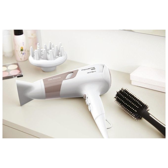 Rowenta CV5830 Studio Dry Glow Asciugacapelli con Booster Ionico Thermo Control 2100 W Bianco-Oro Rosa