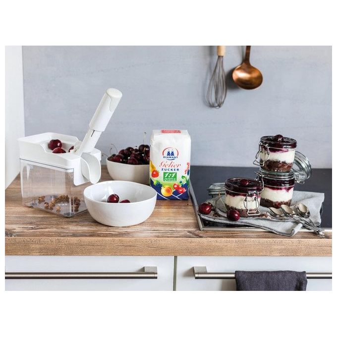 Leifheit 37211 Cherrymat 3.0 Snocciolatore per Ciliegie fino a 15 Kg-ora manico ergonomico lavastoviglie colore Bianco