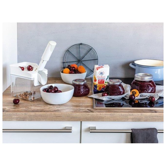 Leifheit 37211 Cherrymat 3.0 Snocciolatore per Ciliegie fino a 15 Kg-ora manico ergonomico lavastoviglie colore Bianco