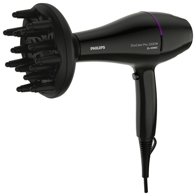 Philips BHD274-00 DryCare Pro Asciugacapelli 2200 W Motore AC ThermoProtect Ionico 6 velocita' Concentratore 9 mm Diffusore colore Nero