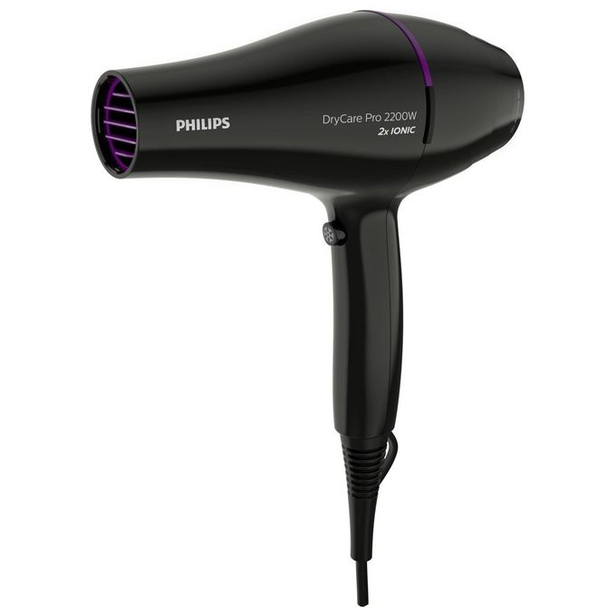 Philips BHD274-00 DryCare Pro Asciugacapelli 2200 W Motore AC ThermoProtect Ionico 6 velocita' Concentratore 9 mm Diffusore colore Nero