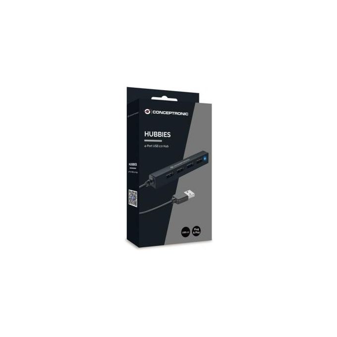 Conceptronic HUBBIES05B Hub USB 2.0 4 Porte 480 Mbit-s Autoalimentato con Indicatori LED colore Nero