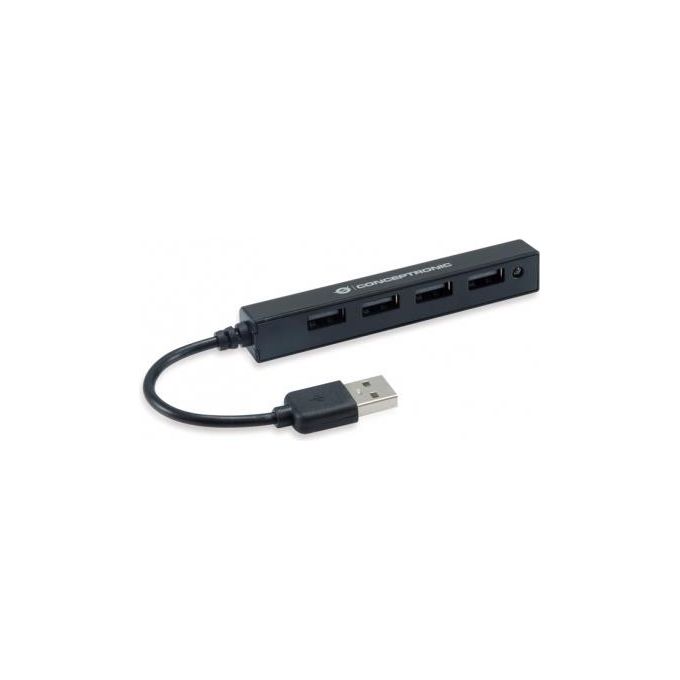 Conceptronic HUBBIES05B Hub USB 2.0 4 Porte 480 Mbit-s Autoalimentato con Indicatori LED colore Nero