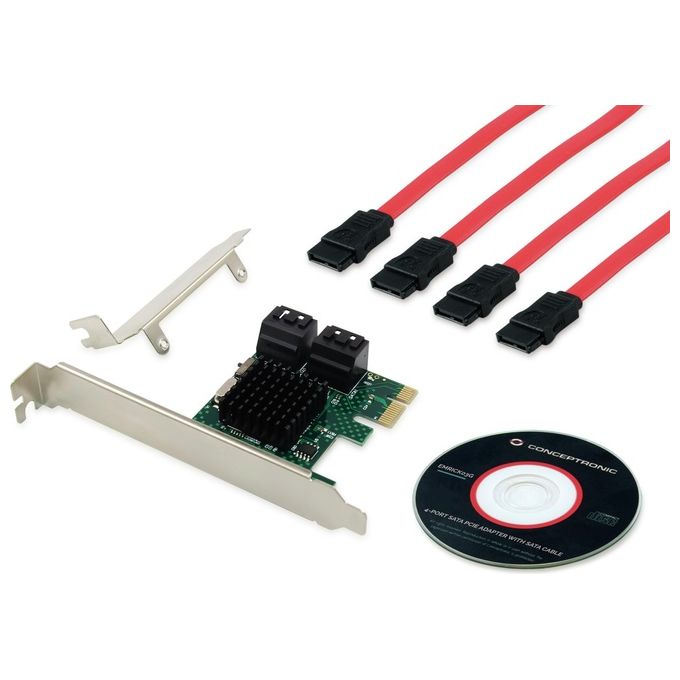 Conceptronic EMRICK03G Scheda di Interfaccia Adattatore SATA Interno PCIe 4 Porte