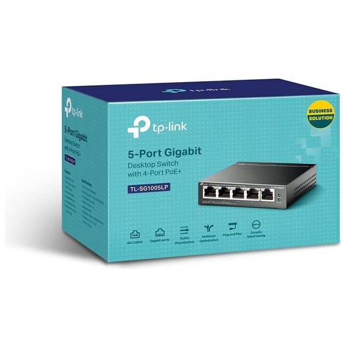 TP-Link TL-SG1005LP Switch Gigabit 5 Porte con 4 Porte PoE+ IEEE 802.3af-at Power Budget Totale 40 W colore Nero