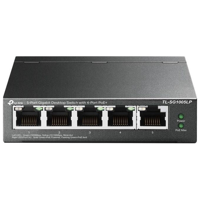TP-Link TL-SG1005LP Switch Gigabit 5 Porte con 4 Porte PoE+ IEEE 802.3af-at Power Budget Totale 40 W colore Nero