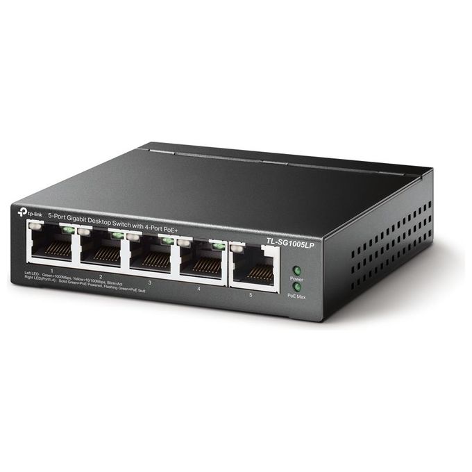 TP-Link TL-SG1005LP Switch Gigabit 5 Porte con 4 Porte PoE+ IEEE 802.3af-at Power Budget Totale 40 W colore Nero