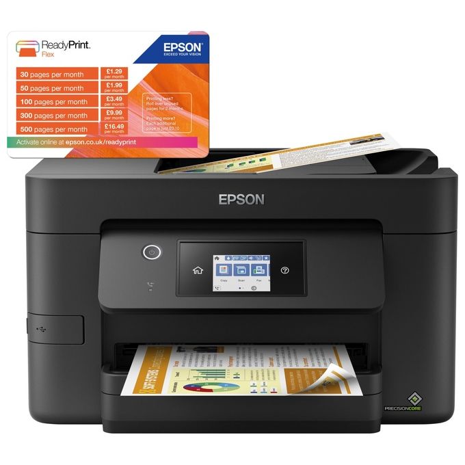 Epson C11CJ07403 WorkForce Pro WF-3820DWF Stampante Multifunzione Inkjet A4 Fronte Retro Fax Scansione Copia ADF 35 fogli 21 ppm Wi-Fi colore Nero