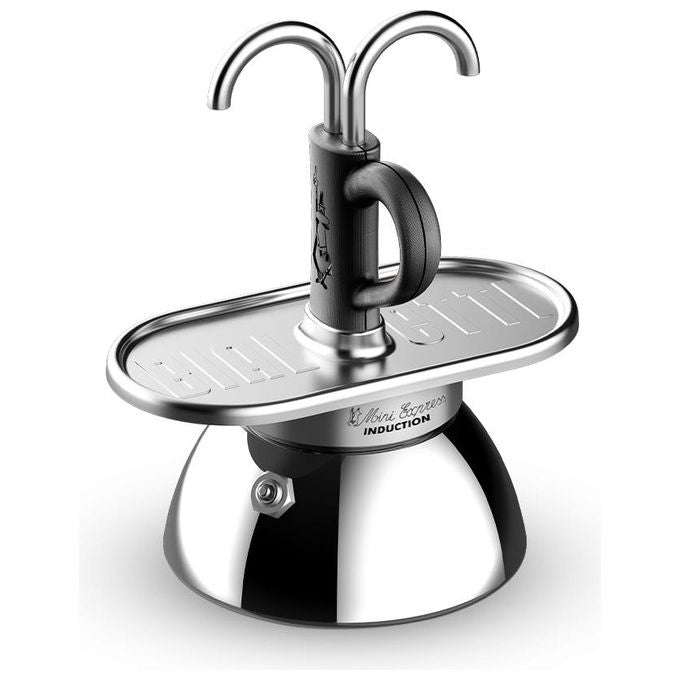 Bialetti 0007310 Mini Express Induction Caffettiera Moka 2 Tazze 100 ml Alluminio Acciaio Inox colore Nero