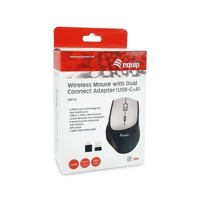 Equip Mouse Ufficio Mano Destra Rf Wireless Ottico 2400 Dpi