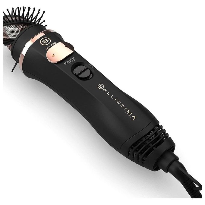BELLISSIMA 11747 My Pro Miracle Wave GH19 Spazzola ad Aria Modellante 1100 W Rotazione Automatica Ceramica colore Nero Rosa