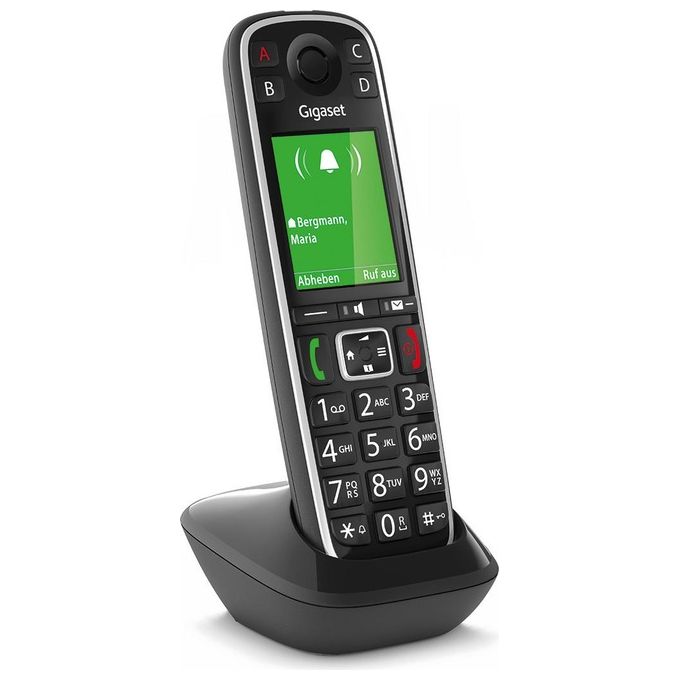 Gigaset E720HX Cordless Aggiuntivo DECT GAP Senior Display 2.2'' Bluetooth Vivavoce Rubrica 200 Voci SMS SOS colore Nero
