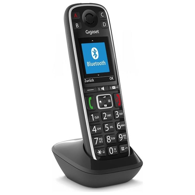 Gigaset E720HX Cordless Aggiuntivo DECT GAP Senior Display 2.2'' Bluetooth Vivavoce Rubrica 200 Voci SMS SOS colore Nero