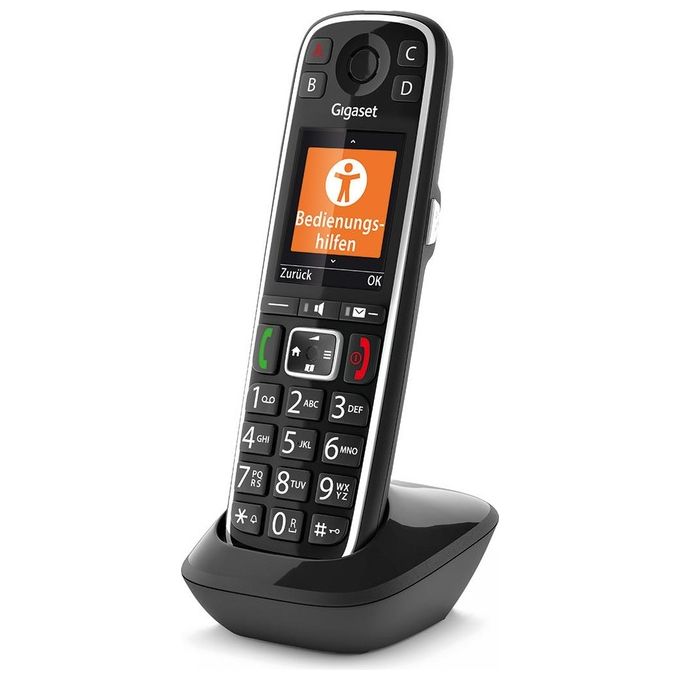 Gigaset E720HX Cordless Aggiuntivo DECT GAP Senior Display 2.2'' Bluetooth Vivavoce Rubrica 200 Voci SMS SOS colore Nero