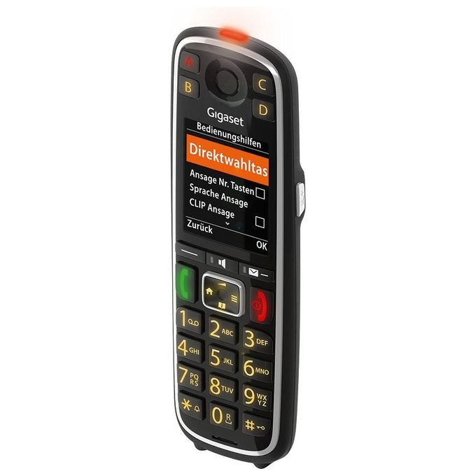 Gigaset E720HX Cordless Aggiuntivo DECT GAP Senior Display 2.2'' Bluetooth Vivavoce Rubrica 200 Voci SMS SOS colore Nero