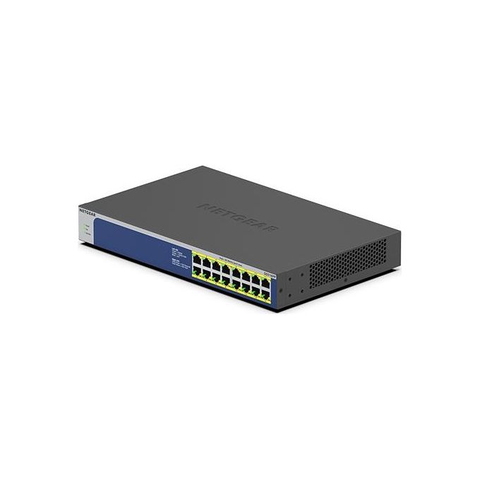 NETGEAR GS516PP Switch PoE Non Gestito 16 Porte Gigabit Ethernet 260 W Alimentazione PoE+ Montaggio Rack e Desktop colore Blu Grigio