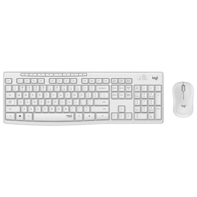 Logitech MK295 Silent Kit Tastiera e Mouse Wireless 2.4GHz Full Size QWERTZ Tedesco SilentTouch 1000 DPI colore Bianco