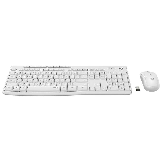 Logitech MK295 Silent Kit Tastiera e Mouse Wireless 2.4GHz Full Size QWERTZ Tedesco SilentTouch 1000 DPI colore Bianco