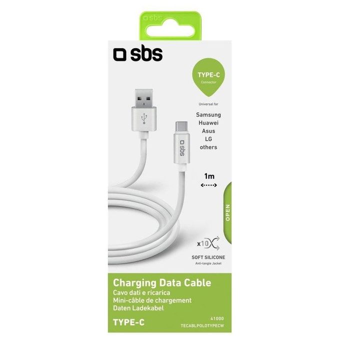 Sbs Cavo Dati e Ricarica Type C 1mt Bianco Collezione Polo