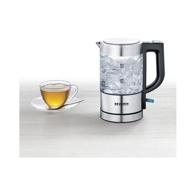 Severin WK3472 Mini Bollitore Elettrico in Vetro 0,5 L 1100 W Filtro Anticalcare BPA Free colore Nero