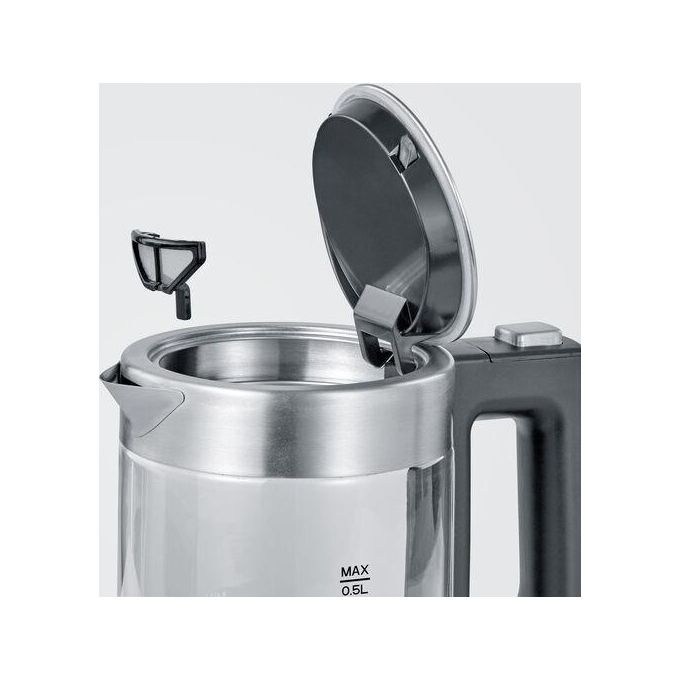 Severin WK3472 Mini Bollitore Elettrico in Vetro 0,5 L 1100 W Filtro Anticalcare BPA Free colore Nero