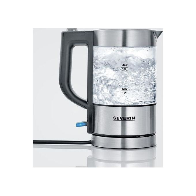 Severin WK3472 Mini Bollitore Elettrico in Vetro 0,5 L 1100 W Filtro Anticalcare BPA Free colore Nero