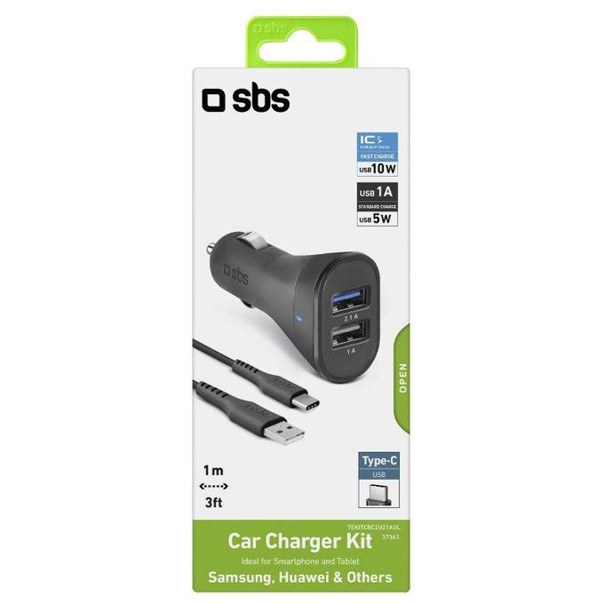 Sbs KIT_ di Ricarica USB-Type C per Auto Nero