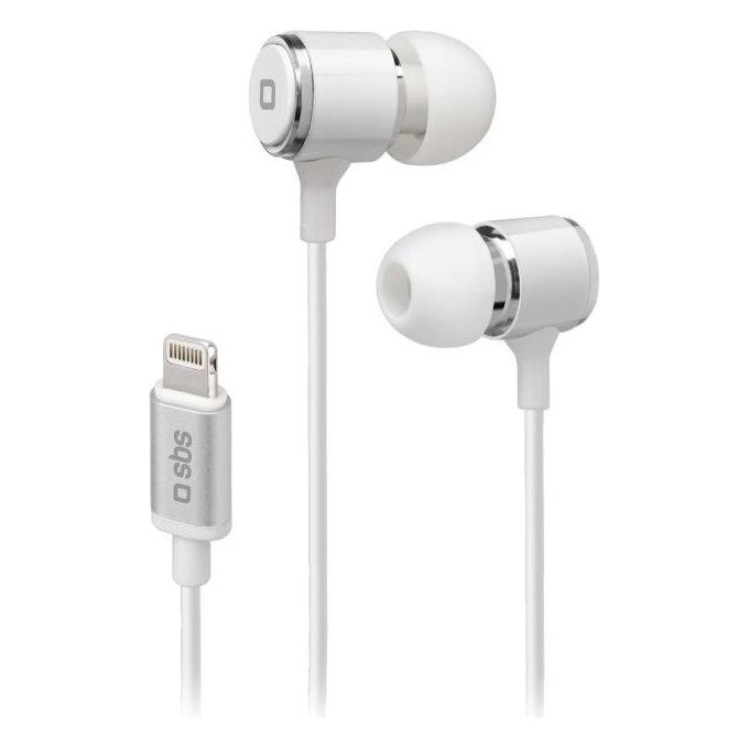 SBS MONO STEREO Auricolari In-ear con Cavo Lightning Microfono Integrato Comandi Volume Bianco colore Bianco