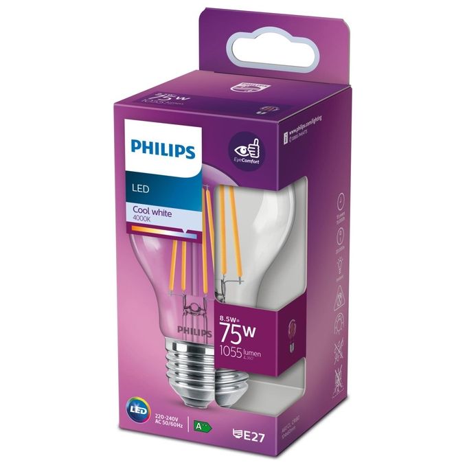 Philips Goccia Lampadina Led 75W e27 Luce Bianco Freddo